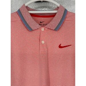 Nike Dri Fit Men's Red Striped Golf Polo Shirt Size Small Sea Island Resort